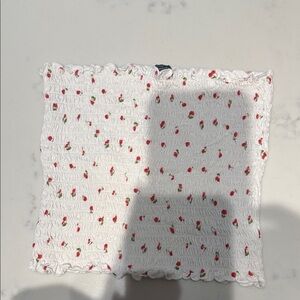 White Smocked Fabric with Red Floral Pattern tube top